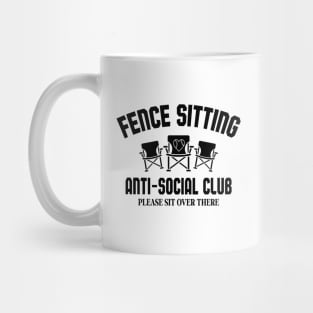 Funny Baseball Fence Sitting Anti-Social Club Please Sit Over There - Softball 4 Mug